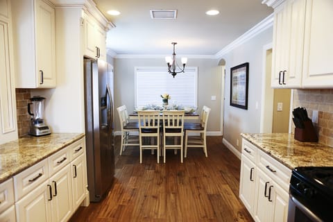 Partial Open Concept Custom Kitchen view into Dining Room