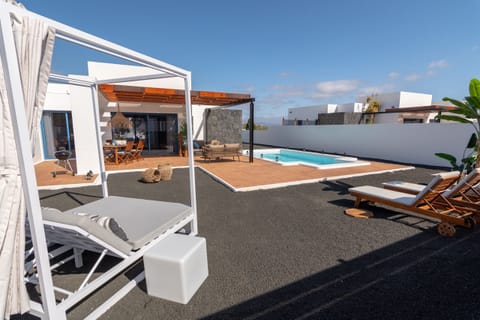 Nice terrace with outdoor furniture and private heated swimming pool.