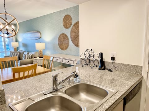 Kitchen is open to the dining and living room