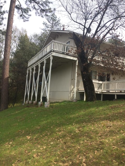 Our beautiful home, view of our deck behind the house.