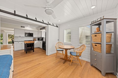 Barn doors close this room off for added privacy