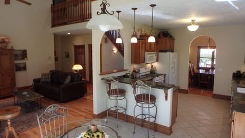 Living room, breakfast area, large kitchen