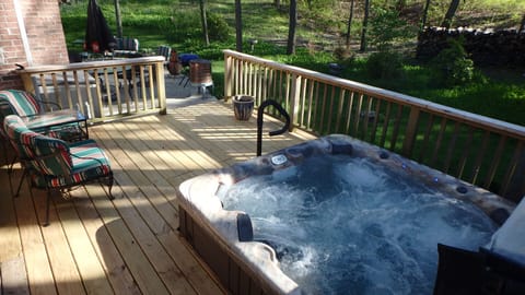 Relax in the 7 person hot tub