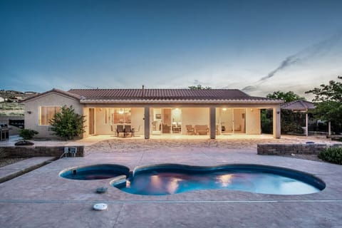 Private, heated pool with seating area