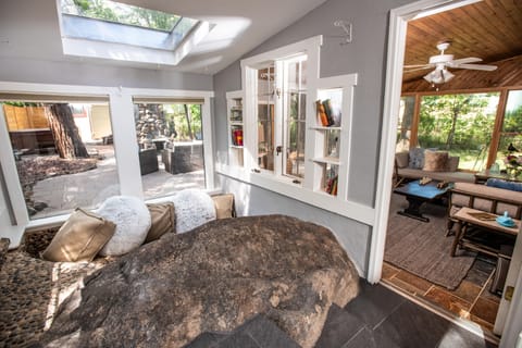 A place for the kids to play with their toys and to read in this unique room