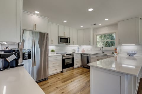 Open well-stocked kitchen