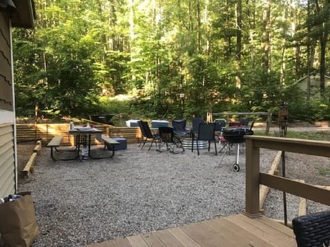 Fire pit and picnic table