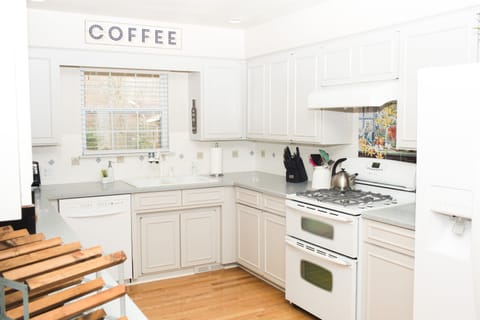 The fully stocked kitchen