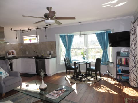 Open concept living area and dining area