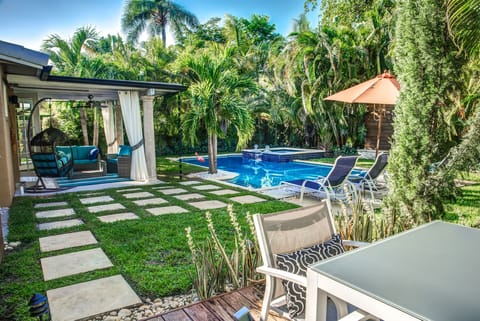 Pool view from wood deck