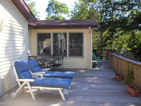 lounging on the deck