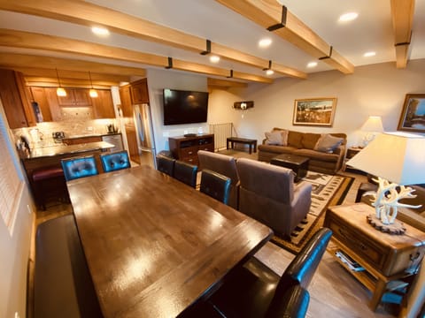 Dining area with living and kitchen