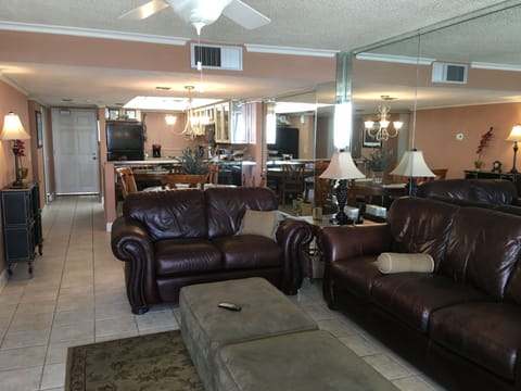 view from the ocean side,living rm,dining area and kitchen.