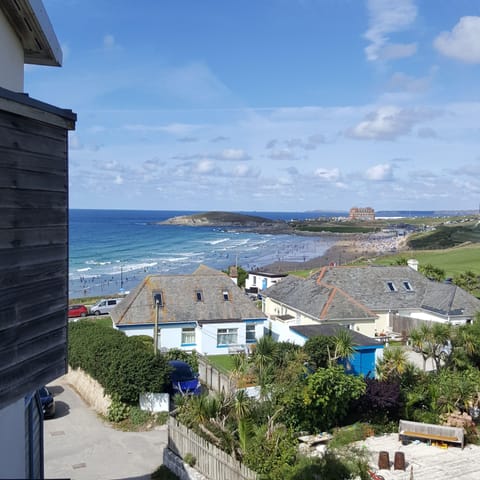 The vew from the balcony offers views across Fistral Beach