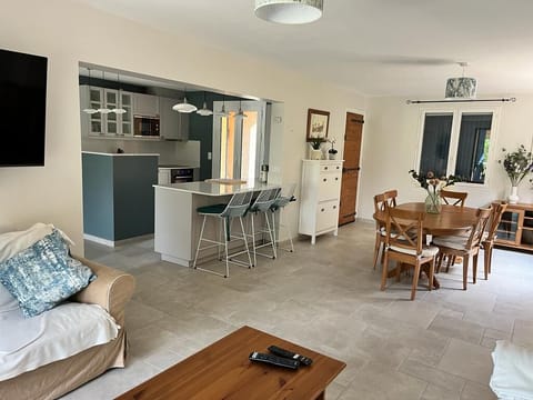 Open plan kitchen, dining,living area