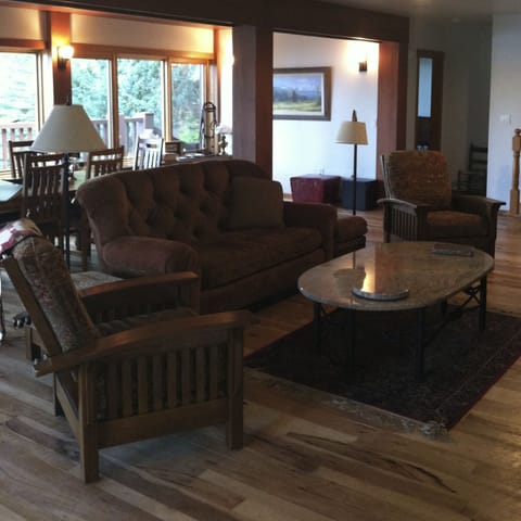 seating area around fireplace