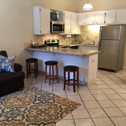 Living area and kitchen