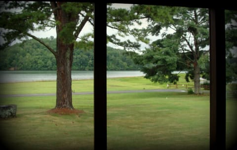 Large front yard that goes down to the Lake