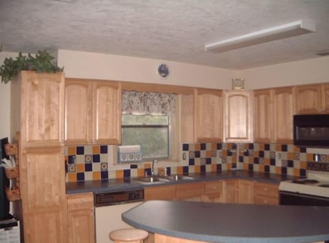 open kitchen.  All facing the river