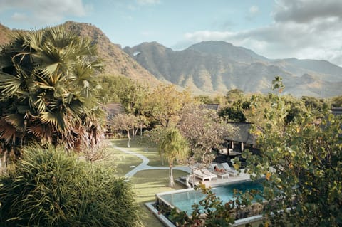 Private beachfront villa in a large garden