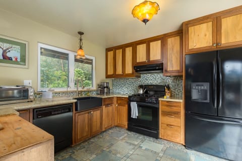 Walnut Cabinets with Maple inserts.