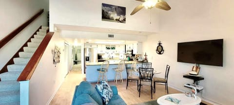 open floor plan kitchen dining and living area
