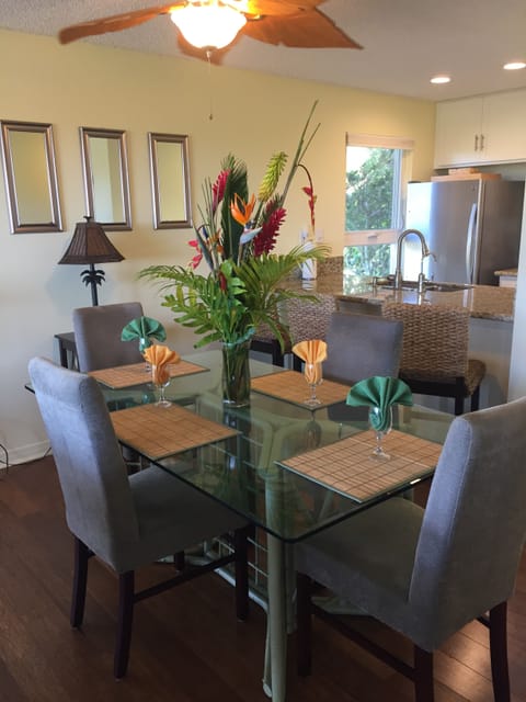 Dining room table, can seat up to 6.