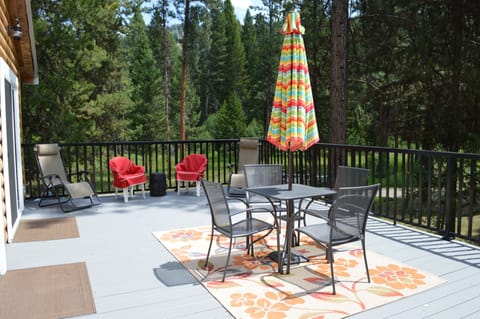 The sun deck outside the Hawaiian and Bird themed bedrooms