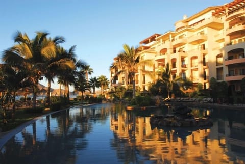 Villa La Estancia pool w large wading area,  fountains and swim up bar.