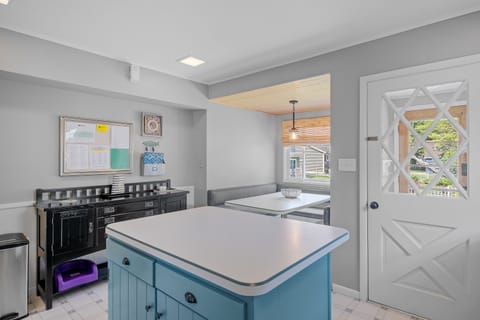 Handy info (such as local recommendation) can be found above the kitchen hutch