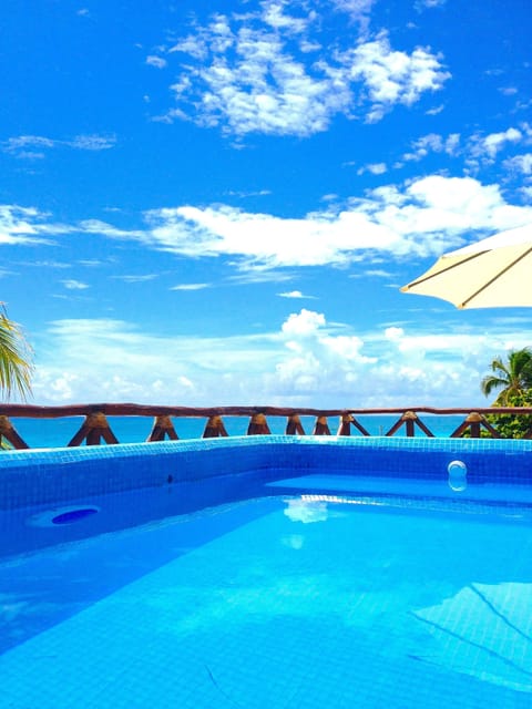 heated pool over looking the blue caribbean sea!!