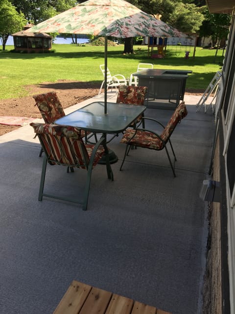 new 12 by 35 patio on lake side