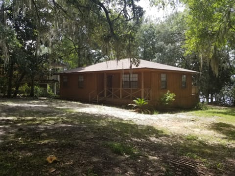 Lakefront private home with lots of parking space and a BBQ pavilion.  