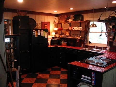 A well-stocked kitchen just off the great room