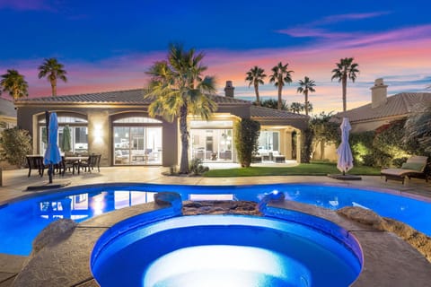 LED lighting in the salt water pool/spa makes for a beautiful evening 