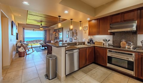 Kitchen with top of the line appliances.