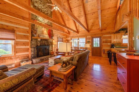 Great Room with Vaulted Ceilings and Exposed Beams, Hardwood Floors