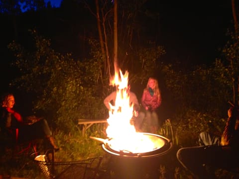 Enjoy a campfire, BBQ, and dine out privately in the cabin yard.