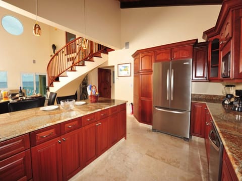 Spacious Gourmet Kitchen, Travertine Glossed Floors For Catering Or Entertaining