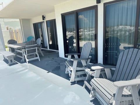 Gulf front back porch with seating