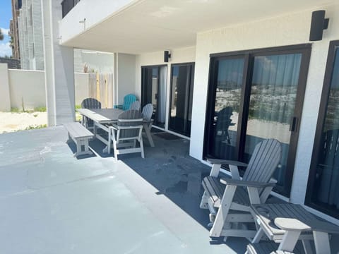 Gulf front back porch with seating