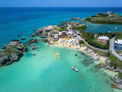 Ariel View of Tobacco Bay and our Beach House.
(Dark Blue House)