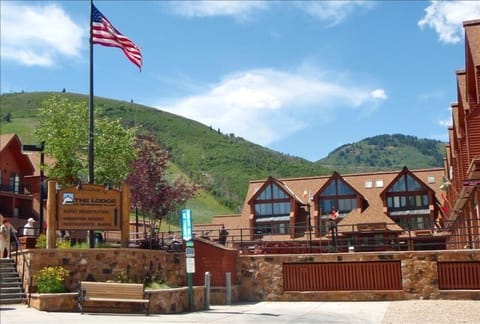 Unit is on the right, overlooking the plaza