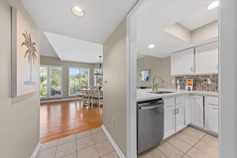 The kitchen sits off the entry hall.