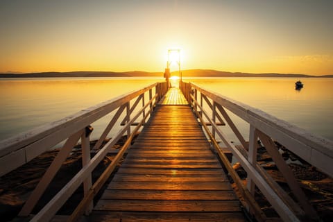 Enjoy a sunrise on our private dock