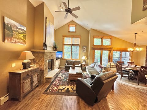 Come home to the warm bright living room to relax after a day outdoors!