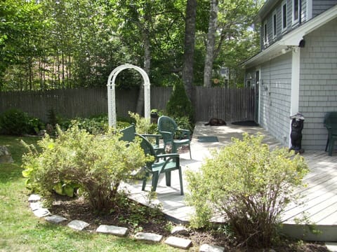Serene fenced rear yard and garden