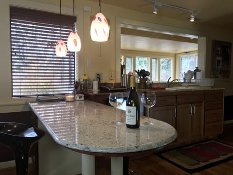 Granite counter tops,  cozy bar area