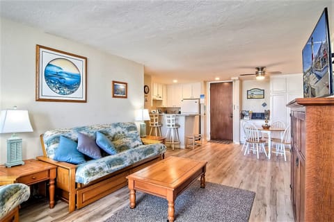 Here is a view of our futon couches that pull out into full size beds.