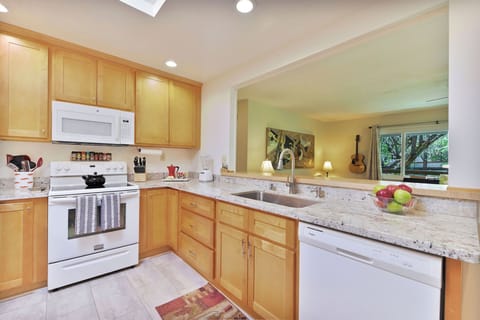 Nicely remodeled, well-stocked kitchen for cooking and entertaining